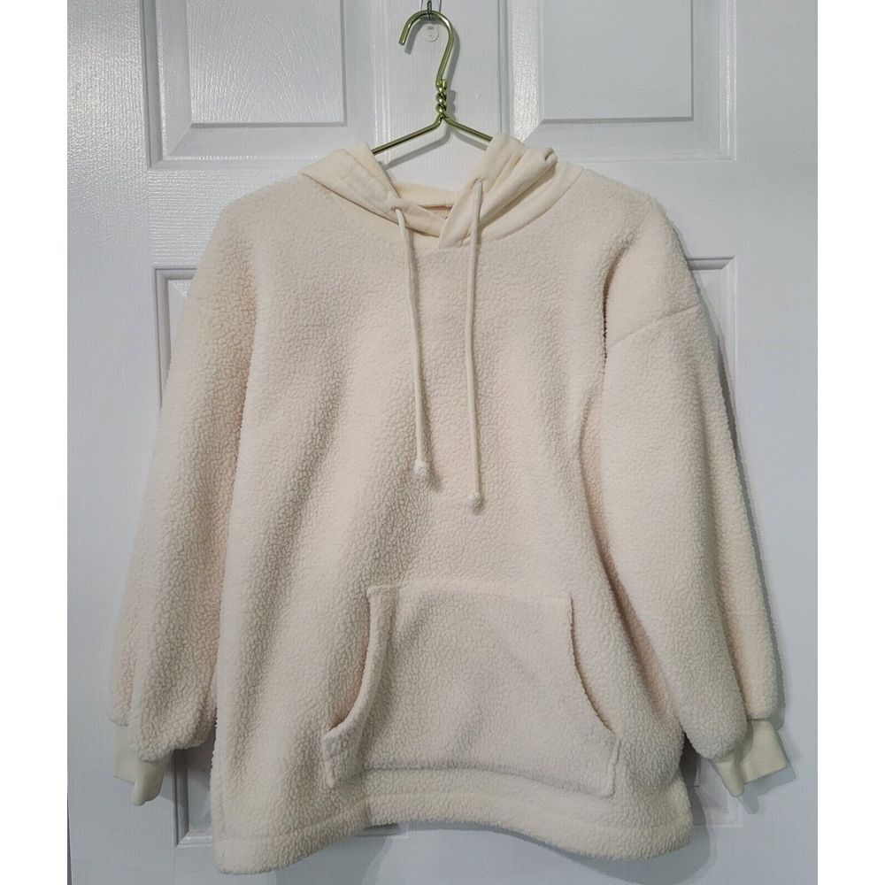 Madewell (Re)sourced Fleece Bubble-Sleeve‎ Hoodie Sweatshirt Ivory Size XXS